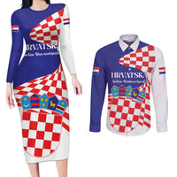 Personalized Croatia Independence Day 1991 Couples Matching Long Sleeve Bodycon Dress and Long Sleeve Button Shirt Sretan Dan neovisnosti Hrvatske - Wonder Print Shop