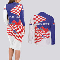 Personalized Croatia Independence Day 1991 Couples Matching Long Sleeve Bodycon Dress and Long Sleeve Button Shirt Sretan Dan neovisnosti Hrvatske - Wonder Print Shop