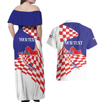Personalized Croatia Independence Day 1991 Couples Matching Off Shoulder Maxi Dress and Hawaiian Shirt Sretan Dan neovisnosti Hrvatske - Wonder Print Shop