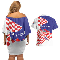 Personalized Croatia Independence Day 1991 Couples Matching Off Shoulder Short Dress and Hawaiian Shirt Sretan Dan neovisnosti Hrvatske - Wonder Print Shop
