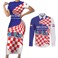 Personalized Croatia Independence Day 1991 Couples Matching Short Sleeve Bodycon Dress and Long Sleeve Button Shirt Sretan Dan neovisnosti Hrvatske - Wonder Print Shop