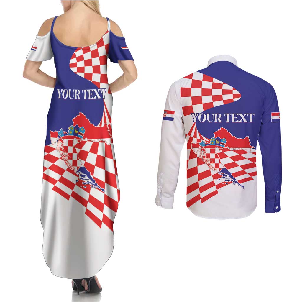 Personalized Croatia Independence Day 1991 Couples Matching Summer Maxi Dress and Long Sleeve Button Shirt Sretan Dan neovisnosti Hrvatske - Wonder Print Shop