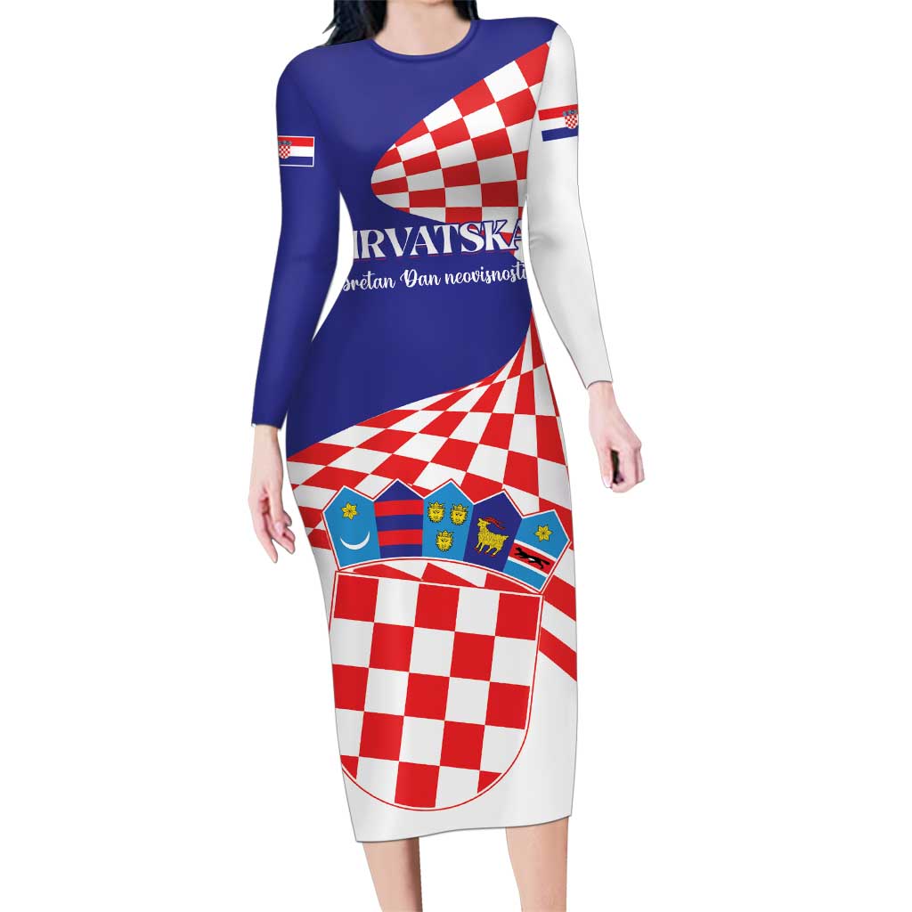 Personalized Croatia Independence Day 1991 Family Matching Long Sleeve Bodycon Dress and Hawaiian Shirt Sretan Dan neovisnosti Hrvatske - Wonder Print Shop