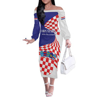 Personalized Croatia Independence Day 1991 Family Matching Off The Shoulder Long Sleeve Dress and Hawaiian Shirt Sretan Dan neovisnosti Hrvatske - Wonder Print Shop