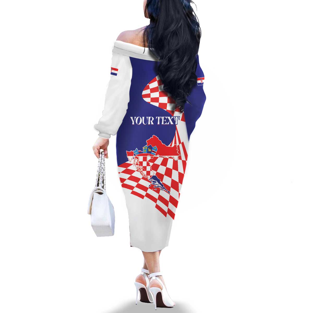 Personalized Croatia Independence Day 1991 Family Matching Off The Shoulder Long Sleeve Dress and Hawaiian Shirt Sretan Dan neovisnosti Hrvatske - Wonder Print Shop