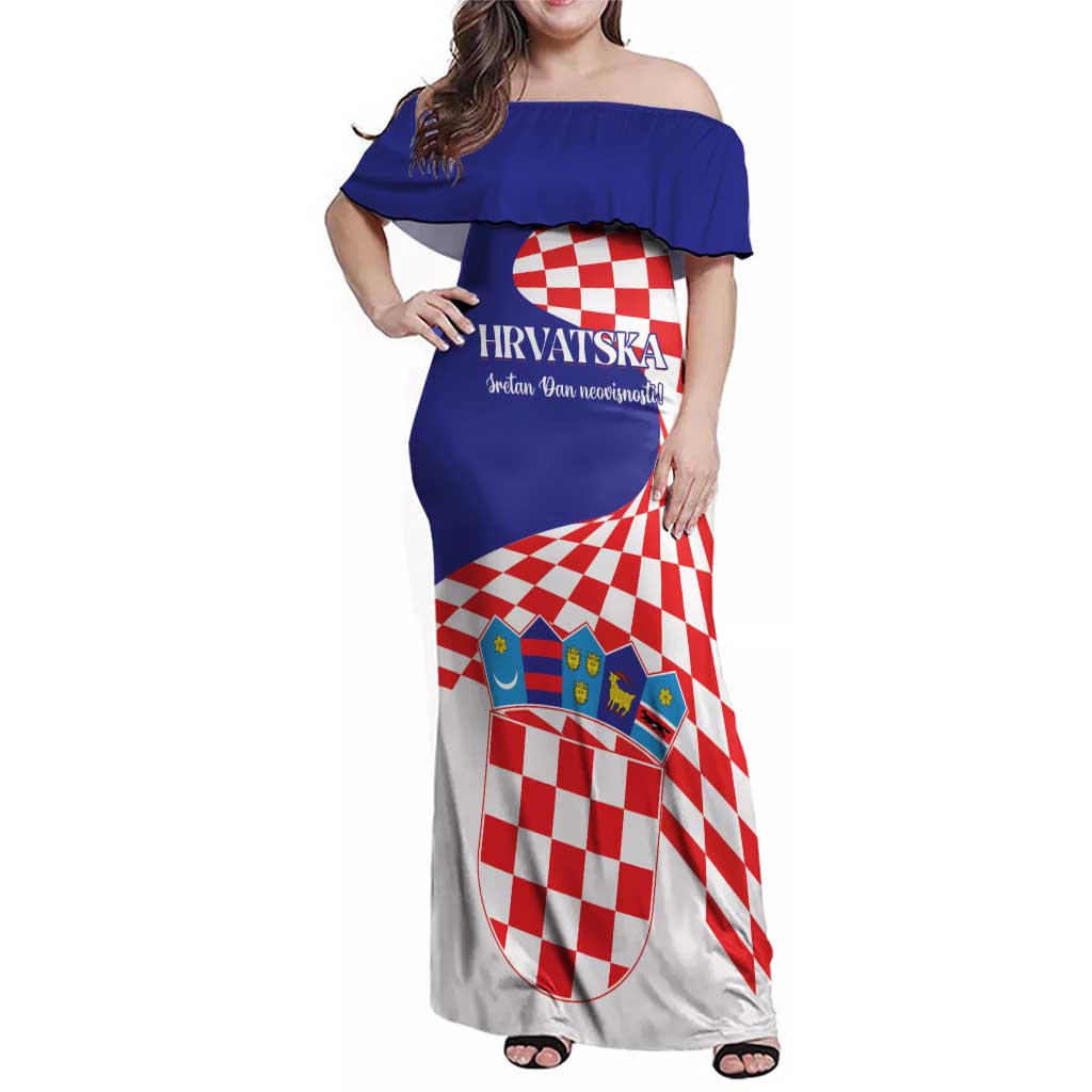 Personalized Croatia Independence Day 1991 Family Matching Off Shoulder Maxi Dress and Hawaiian Shirt Sretan Dan neovisnosti Hrvatske - Wonder Print Shop