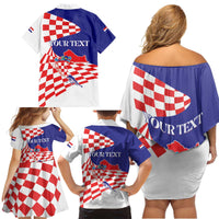 Personalized Croatia Independence Day 1991 Family Matching Off Shoulder Short Dress and Hawaiian Shirt Sretan Dan neovisnosti Hrvatske - Wonder Print Shop