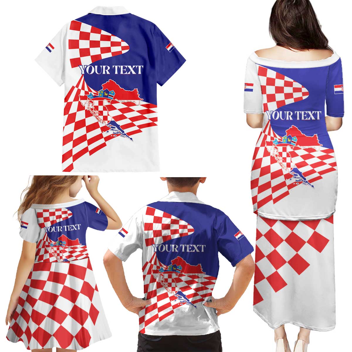 Personalized Croatia Independence Day 1991 Family Matching Puletasi and Hawaiian Shirt Sretan Dan neovisnosti Hrvatske - Wonder Print Shop