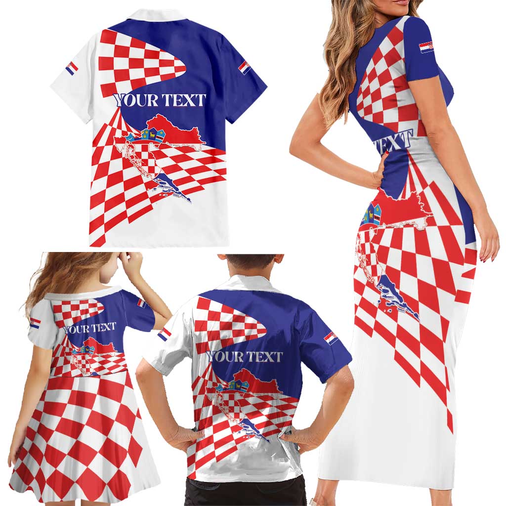 Personalized Croatia Independence Day 1991 Family Matching Short Sleeve Bodycon Dress and Hawaiian Shirt Sretan Dan neovisnosti Hrvatske - Wonder Print Shop