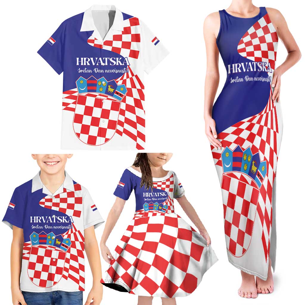 Personalized Croatia Independence Day 1991 Family Matching Tank Maxi Dress and Hawaiian Shirt Sretan Dan neovisnosti Hrvatske - Wonder Print Shop
