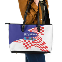 Croatia Independence Day 1991 Leather Tote Bag Sretan Dan neovisnosti Hrvatske - Wonder Print Shop