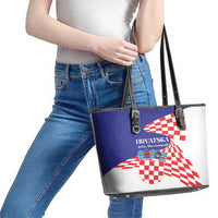 Croatia Independence Day 1991 Leather Tote Bag Sretan Dan neovisnosti Hrvatske - Wonder Print Shop