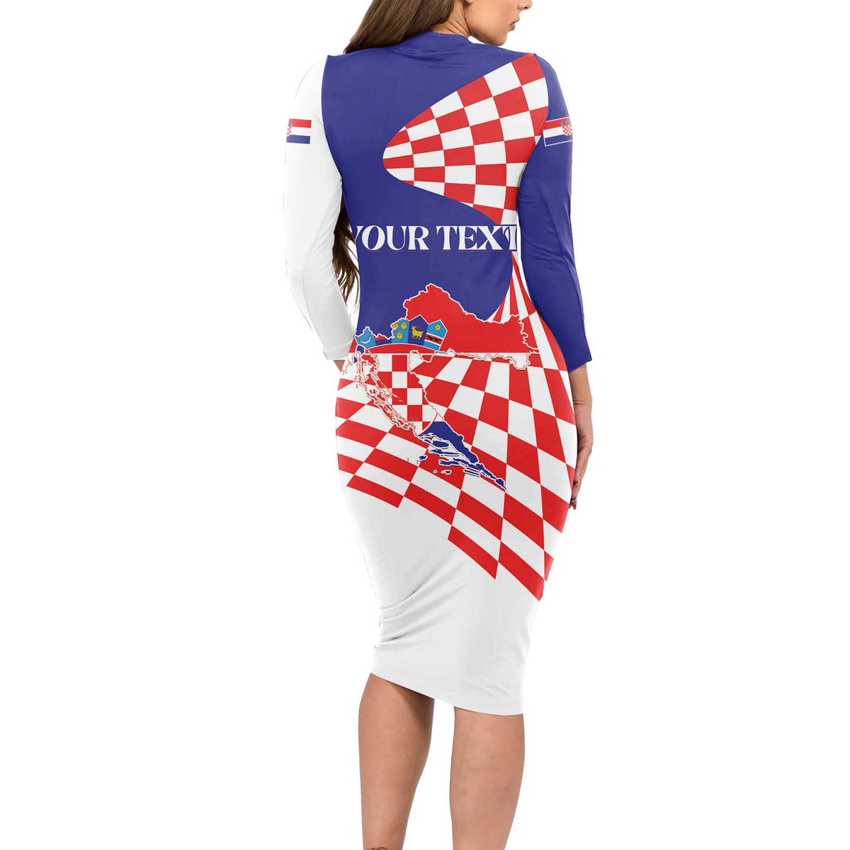 Personalized Croatia Independence Day 1991 Long Sleeve Bodycon Dress Sretan Dan neovisnosti Hrvatske - Wonder Print Shop