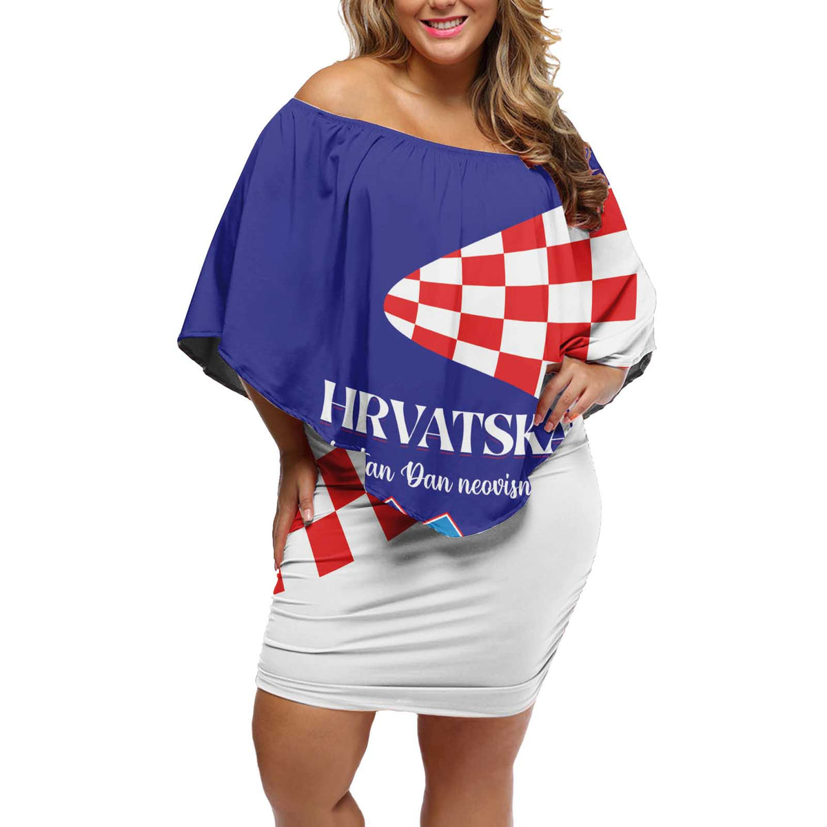 Personalized Croatia Independence Day 1991 Off Shoulder Short Dress Sretan Dan neovisnosti Hrvatske - Wonder Print Shop