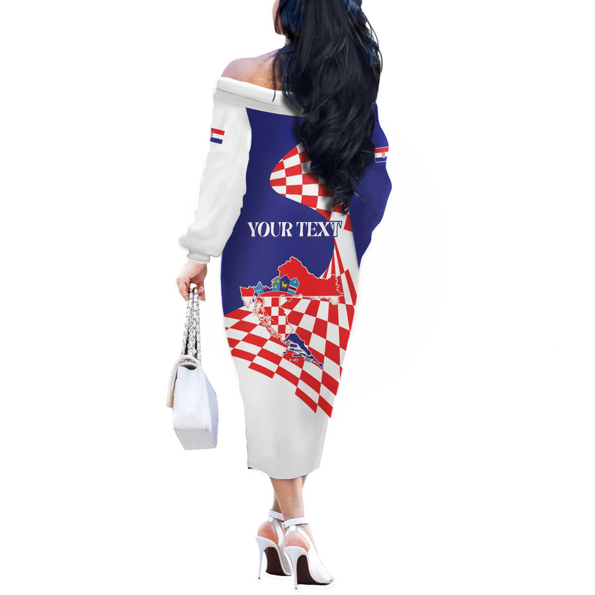 Personalized Croatia Independence Day 1991 Off The Shoulder Long Sleeve Dress Sretan Dan neovisnosti Hrvatske - Wonder Print Shop