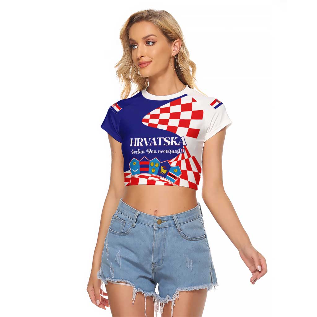 Personalized Croatia Independence Day 1991 Raglan Cropped T Shirt Sretan Dan neovisnosti Hrvatske - Wonder Print Shop
