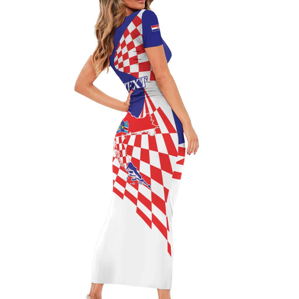 Personalized Croatia Independence Day 1991 Short Sleeve Bodycon Dress Sretan Dan neovisnosti Hrvatske - Wonder Print Shop