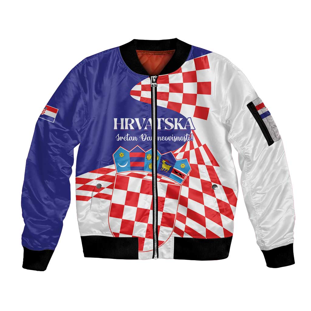 Personalized Croatia Independence Day 1991 Sleeve Zip Bomber Jacket Sretan Dan neovisnosti Hrvatske - Wonder Print Shop