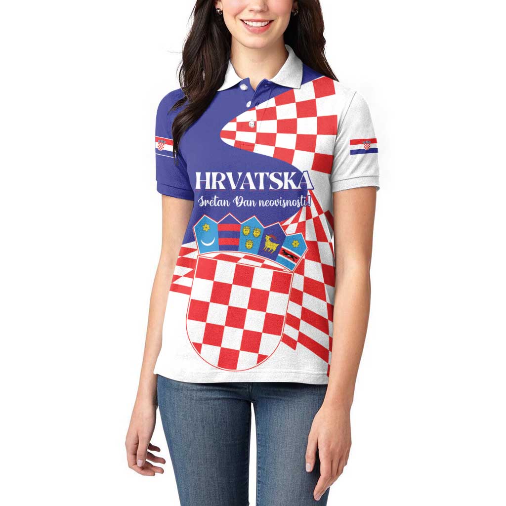 Personalized Croatia Independence Day 1991 Women Polo Shirt Sretan Dan neovisnosti Hrvatske - Wonder Print Shop