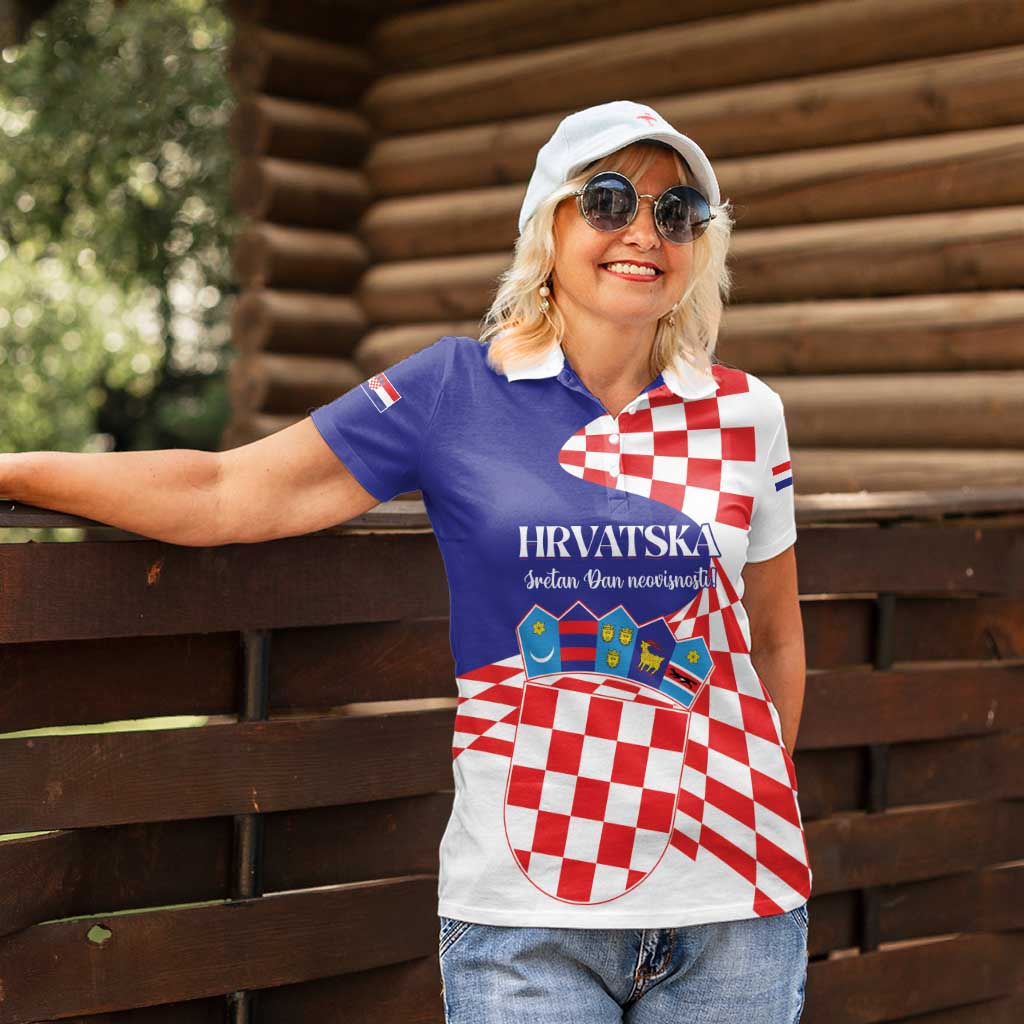 Personalized Croatia Independence Day 1991 Women Polo Shirt Sretan Dan neovisnosti Hrvatske - Wonder Print Shop