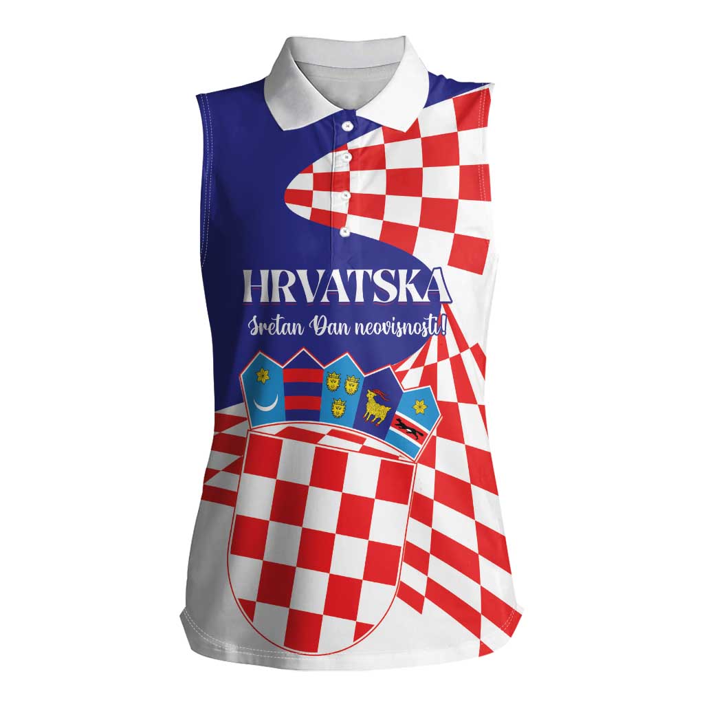 Personalized Croatia Independence Day 1991 Women Sleeveless Polo Shirt Sretan Dan neovisnosti Hrvatske - Wonder Print Shop