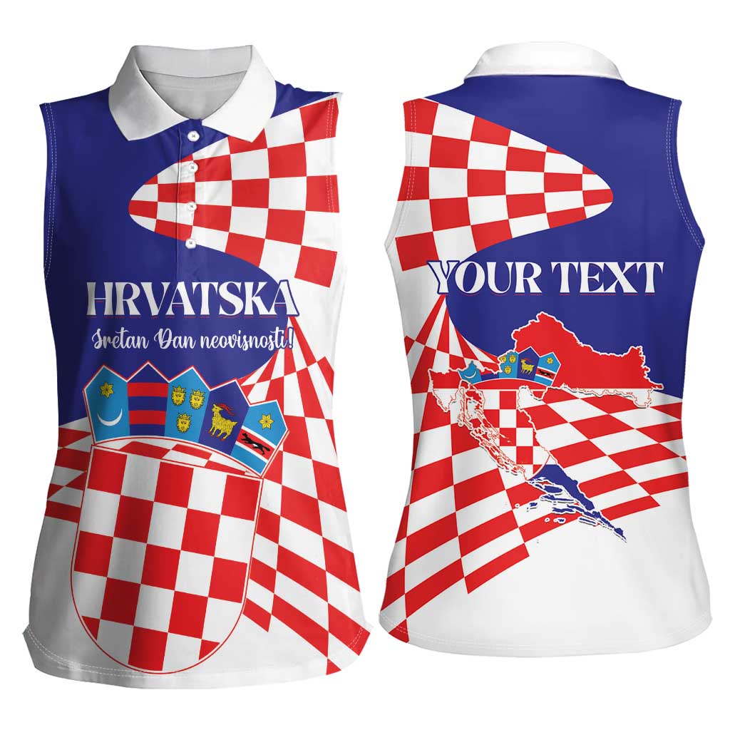 Personalized Croatia Independence Day 1991 Women Sleeveless Polo Shirt Sretan Dan neovisnosti Hrvatske - Wonder Print Shop