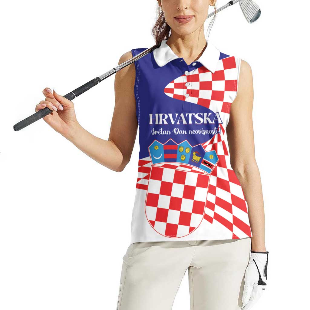 Personalized Croatia Independence Day 1991 Women Sleeveless Polo Shirt Sretan Dan neovisnosti Hrvatske - Wonder Print Shop