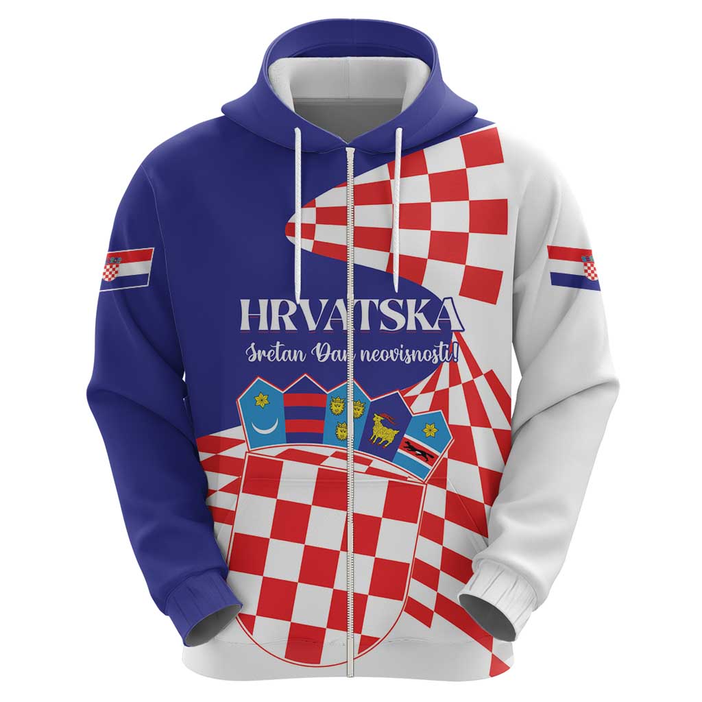 Personalized Croatia Independence Day 1991 Zip Hoodie Sretan Dan neovisnosti Hrvatske - Wonder Print Shop