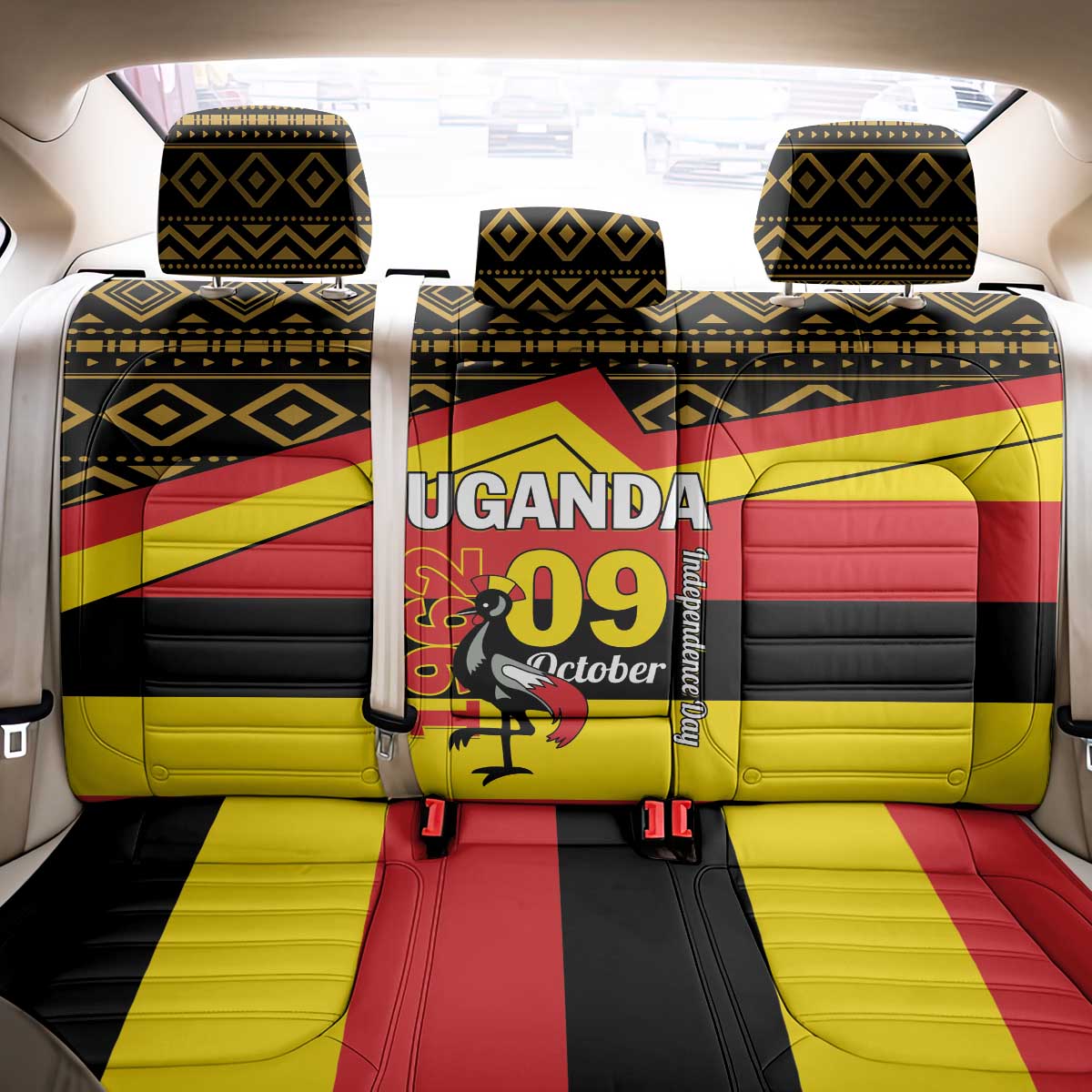 Uganda Independence Day 1962 Back Car Seat Cover African Pattern - Wonder Print Shop