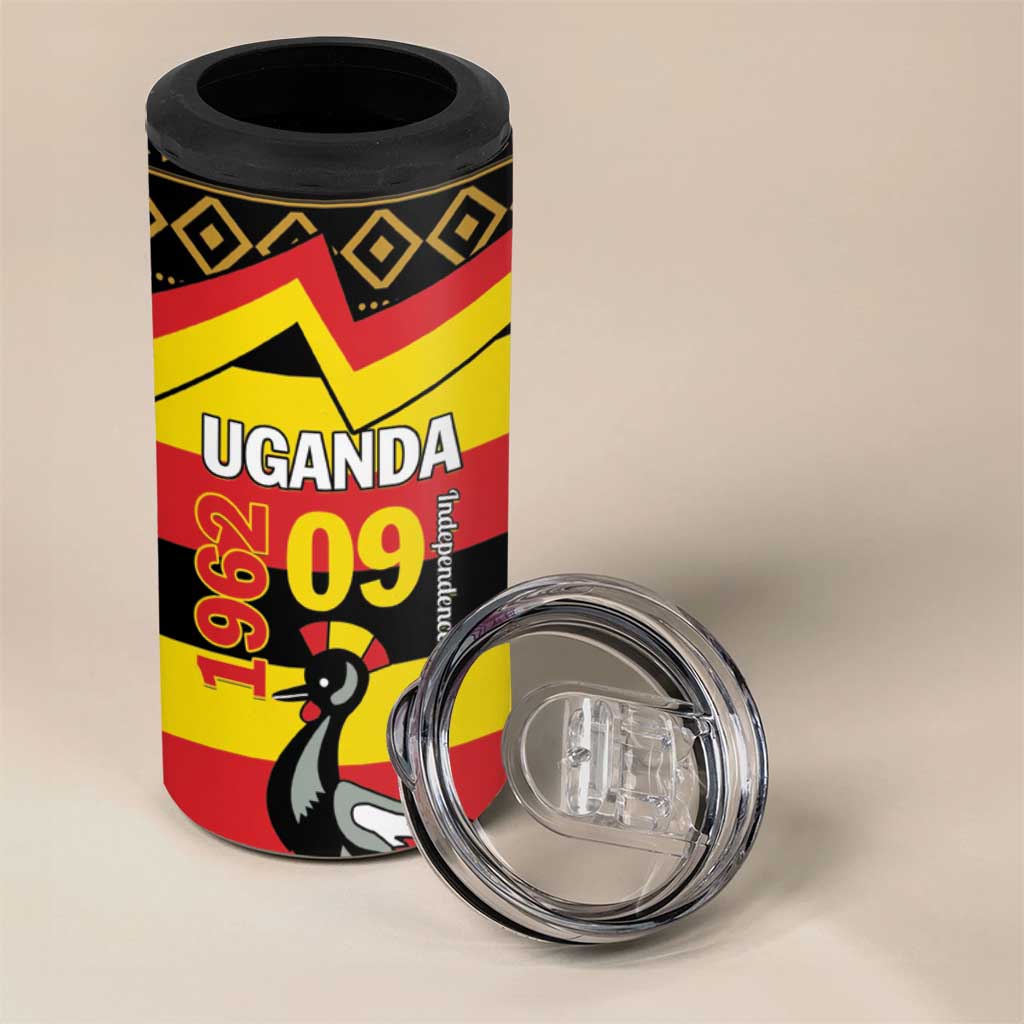 Personalized Uganda Independence Day 1962 4 in 1 Can Cooler Tumbler African Pattern - Wonder Print Shop