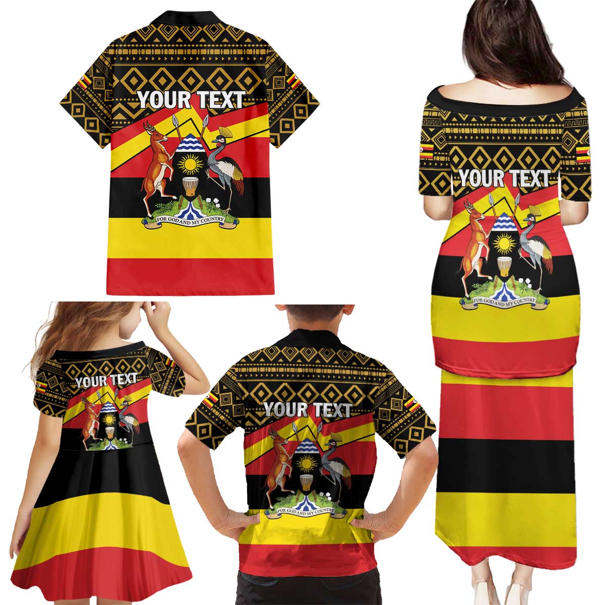 Personalized Uganda Independence Day 1962 Family Matching Puletasi and Hawaiian Shirt African Pattern - Wonder Print Shop