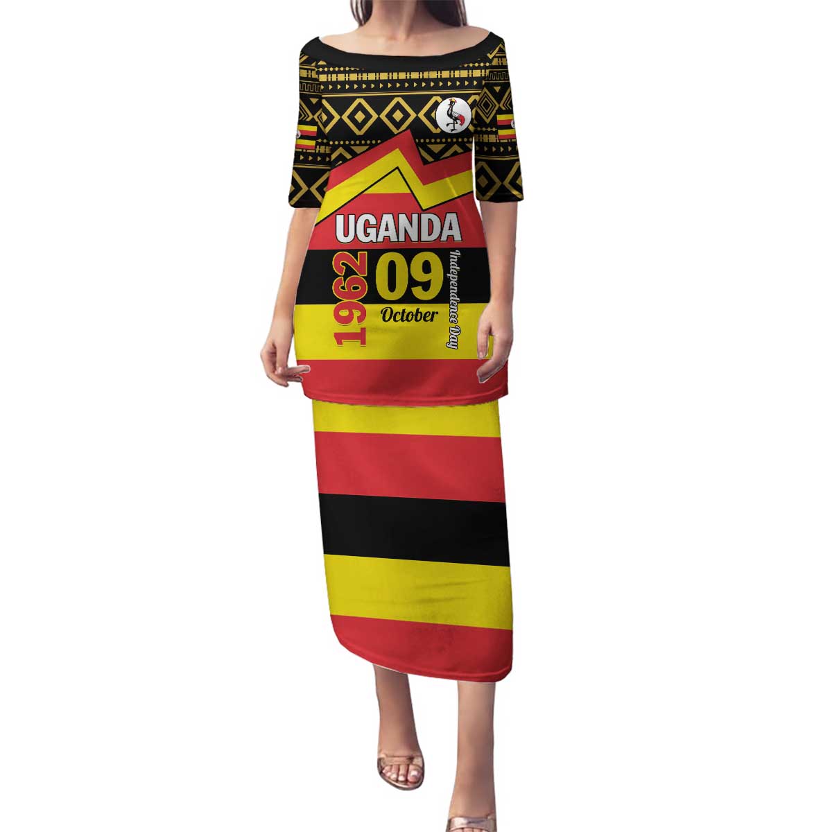 Personalized Uganda Independence Day 1962 Family Matching Puletasi and Hawaiian Shirt African Pattern - Wonder Print Shop