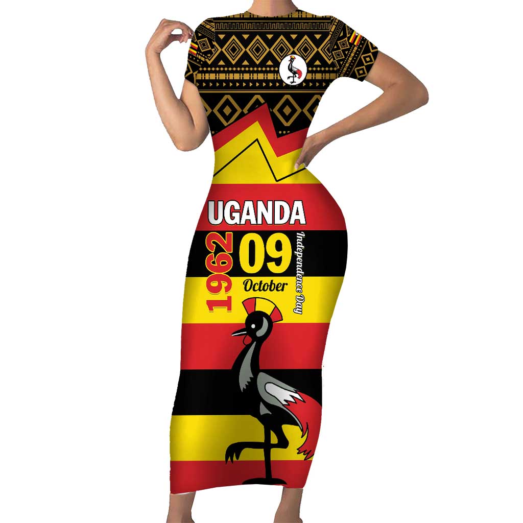 Personalized Uganda Independence Day 1962 Family Matching Short Sleeve Bodycon Dress and Hawaiian Shirt African Pattern - Wonder Print Shop