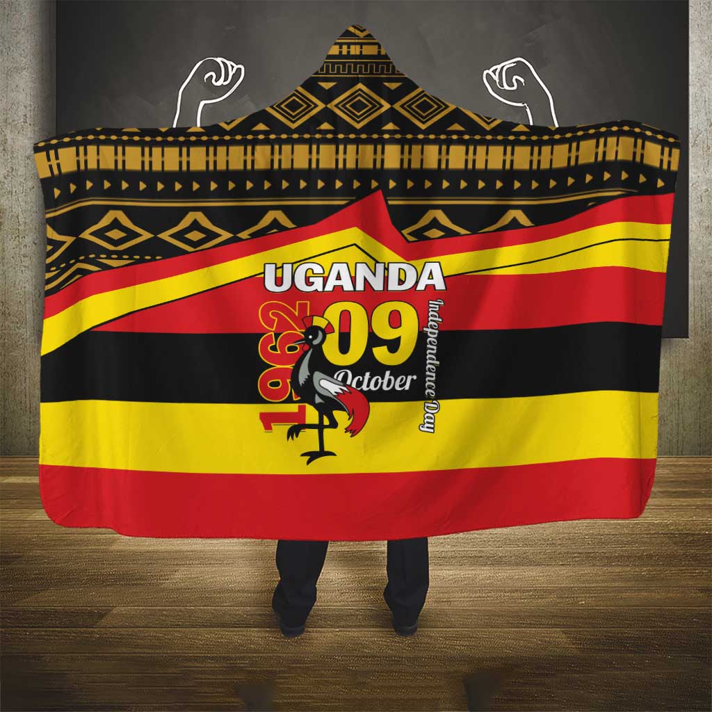 Uganda Independence Day 1962 Hooded Blanket African Pattern