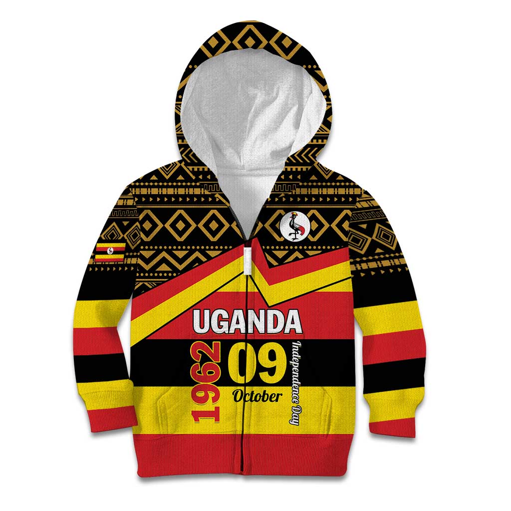 Personalized Uganda Independence Day 1962 Kid Hoodie African Pattern - Wonder Print Shop