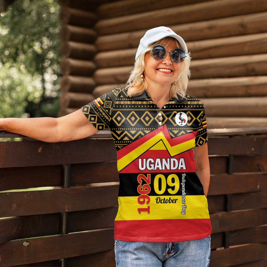 Personalized Uganda Independence Day 1962 Women Polo Shirt African Pattern - Wonder Print Shop