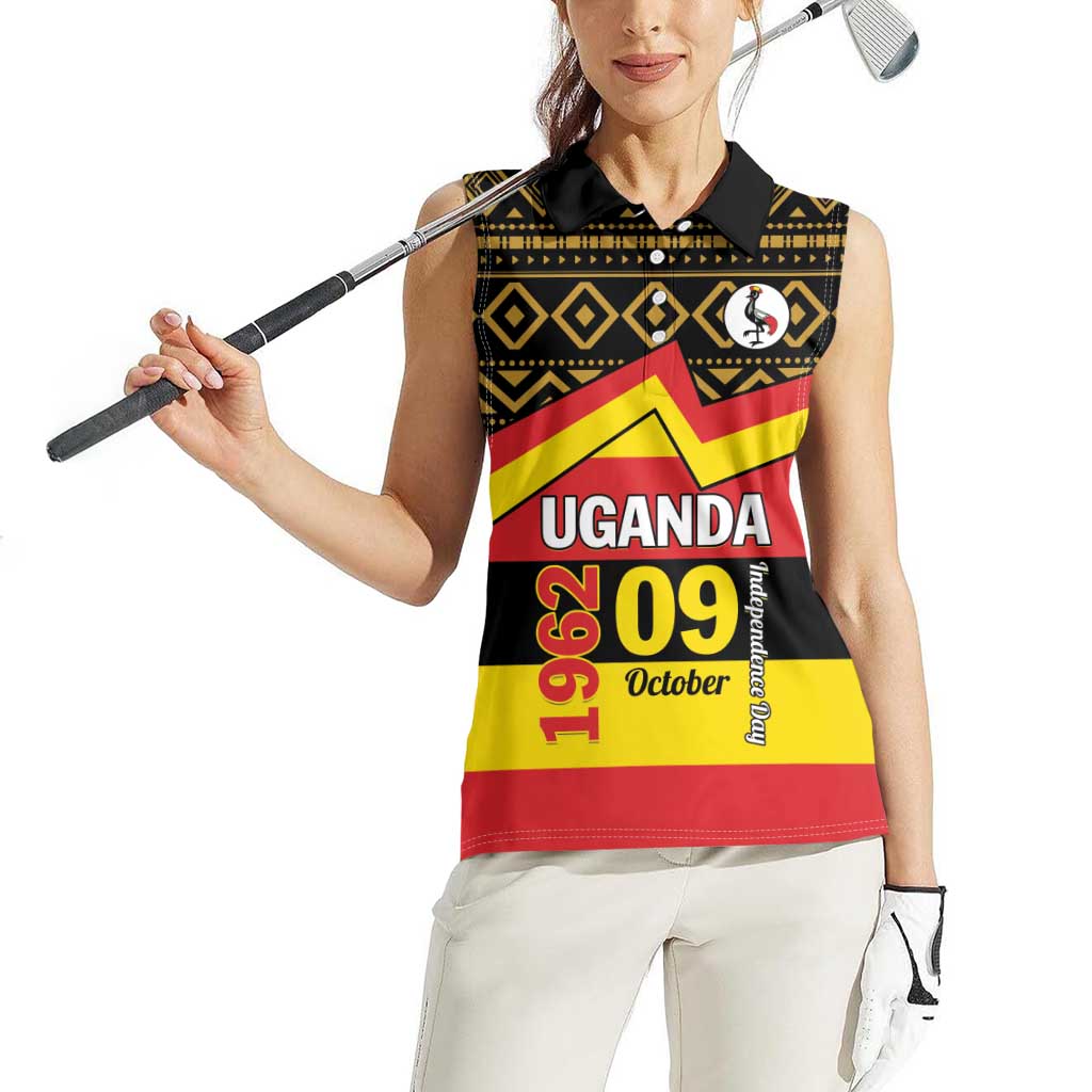 Personalized Uganda Independence Day 1962 Women Sleeveless Polo Shirt African Pattern - Wonder Print Shop