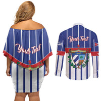 Personalized Cuba Couples Matching Off Shoulder Short Dress and Long Sleeve Button Shirt Simple Sporty Style - Wonder Print Shop