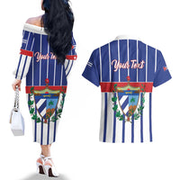 Personalized Cuba Couples Matching Off The Shoulder Long Sleeve Dress and Hawaiian Shirt Simple Sporty Style - Wonder Print Shop