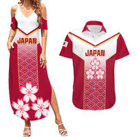 Japan Rugby Couples Matching Summer Maxi Dress and Hawaiian Shirt Brave Blossoms Japanese Motif Pattern - Wonder Print Shop