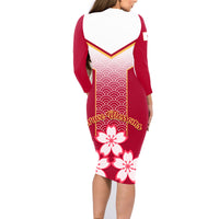 Japan Rugby Family Matching Long Sleeve Bodycon Dress and Hawaiian Shirt Brave Blossoms Japanese Motif Pattern - Wonder Print Shop