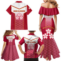 Japan Rugby Family Matching Mermaid Dress and Hawaiian Shirt Brave Blossoms Japanese Motif Pattern - Wonder Print Shop
