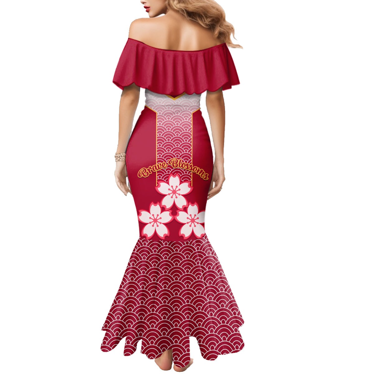 Japan Rugby Family Matching Mermaid Dress and Hawaiian Shirt Brave Blossoms Japanese Motif Pattern - Wonder Print Shop