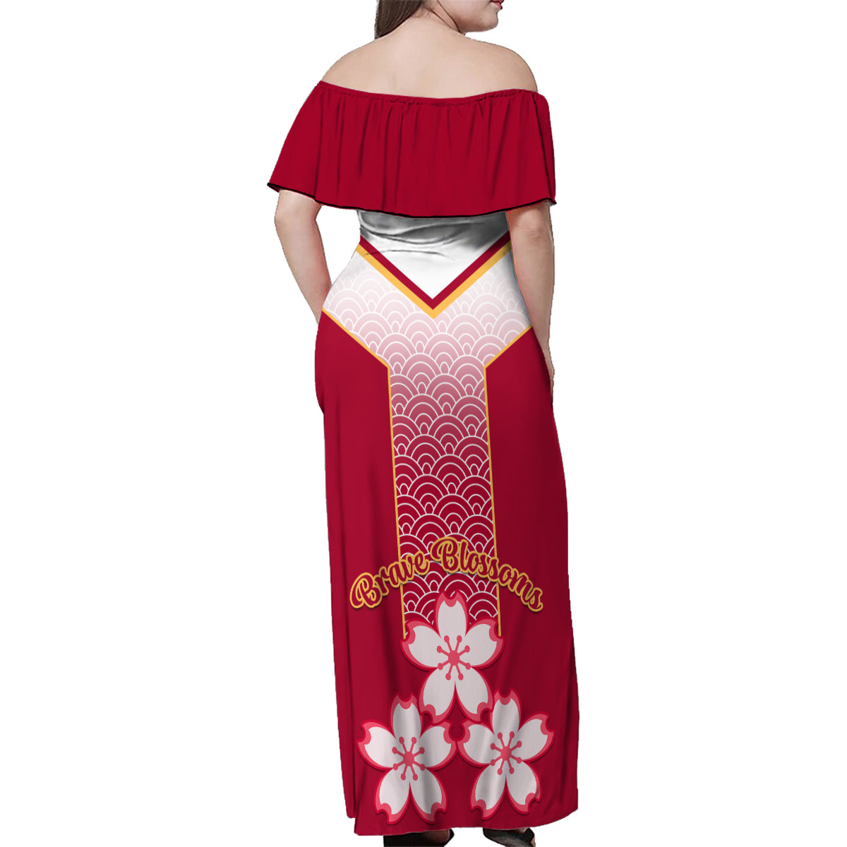 Japan Rugby Family Matching Off Shoulder Maxi Dress and Hawaiian Shirt Brave Blossoms Japanese Motif Pattern - Wonder Print Shop