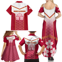 Japan Rugby Family Matching Summer Maxi Dress and Hawaiian Shirt Brave Blossoms Japanese Motif Pattern - Wonder Print Shop