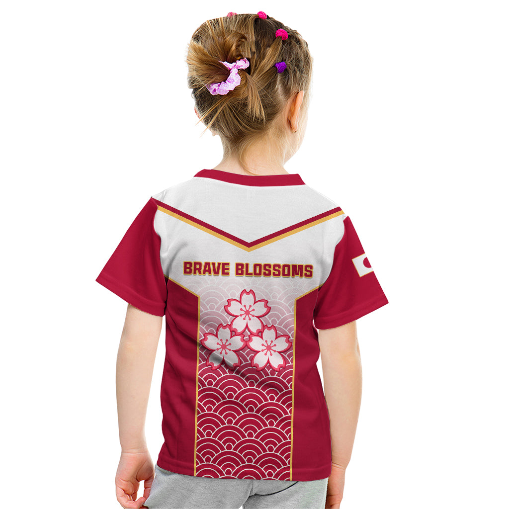 Japan Rugby Kid T Shirt Brave Blossoms Japanese Motif Pattern - Wonder Print Shop