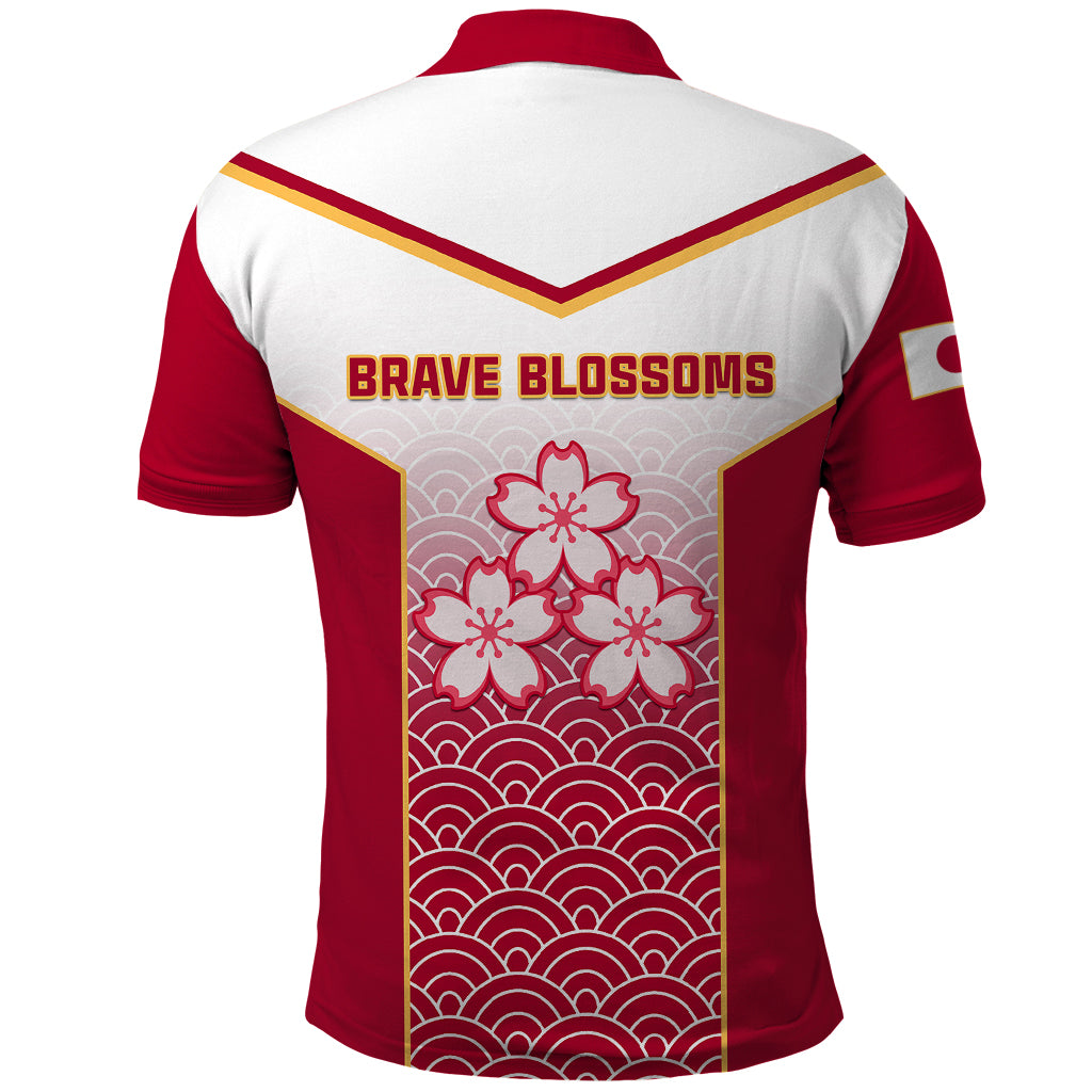 Japan Rugby Polo Shirt Brave Blossoms Japanese Motif Pattern - Wonder Print Shop