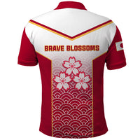 Japan Rugby Polo Shirt Brave Blossoms Japanese Motif Pattern - Wonder Print Shop