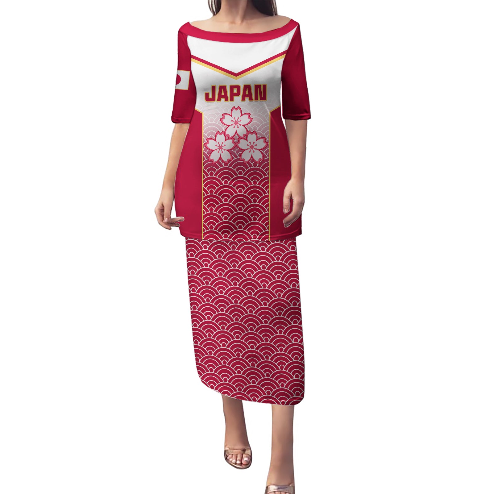 Japan Rugby Puletasi Brave Blossoms Japanese Motif Pattern - Wonder Print Shop