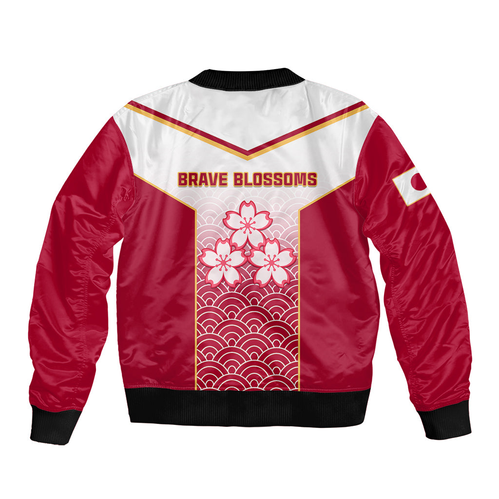 Japan Rugby Sleeve Zip Bomber Jacket Brave Blossoms Japanese Motif Pattern - Wonder Print Shop